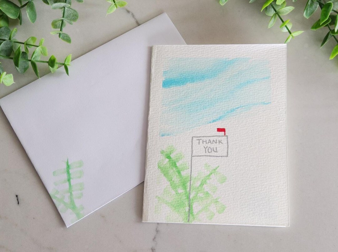Hand Painted Thank You Watercolor Card, Blank Note Cards. 20 Cards ...