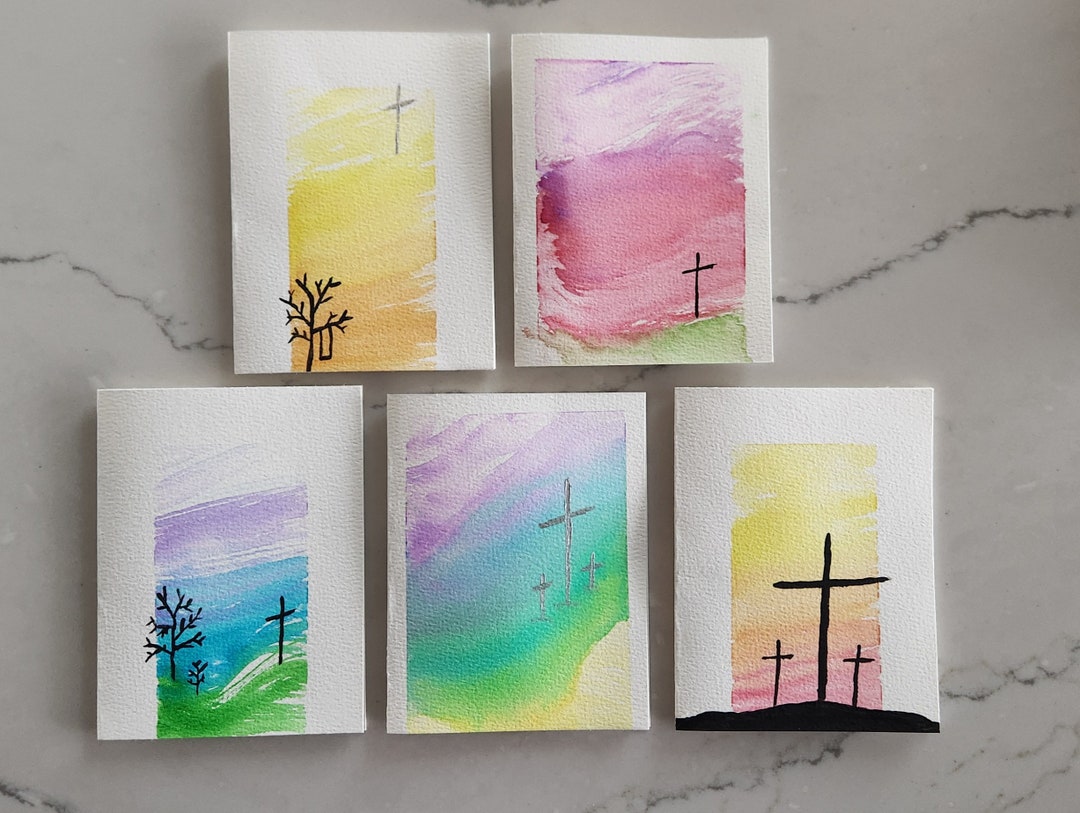 Hand Painted Watercolor Greeting Cards, Religious Set of 5 - Etsy