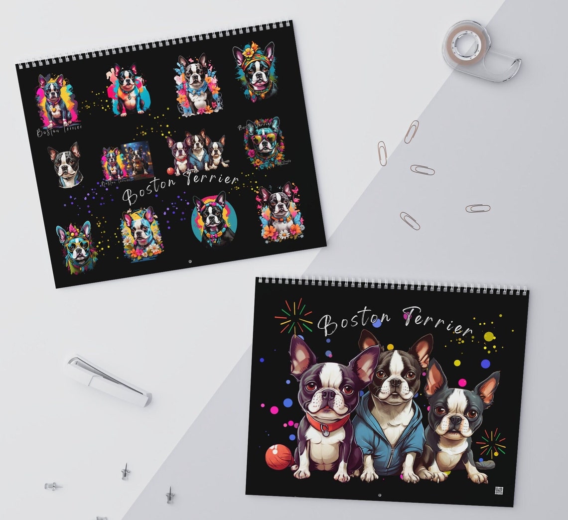 Boston Terrier Wall Calendars 2024boston Terrier Dog Lovers Dog Mama