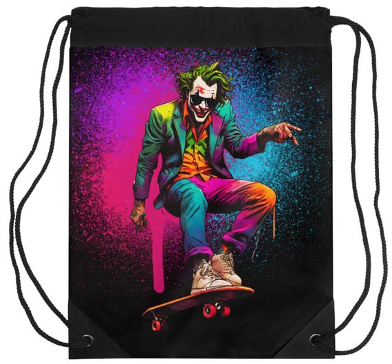 Skateboard Joker Christmas Gift Back to School Drawstring Bag School College Student Bag Outdoors Sports Athletic Gym Kids Luggage Toll Bag Etsy