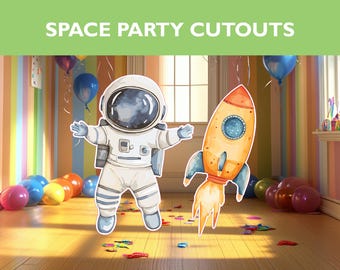 Space Astronaut Party Cutouts: Birthday Centerpiece Decorations