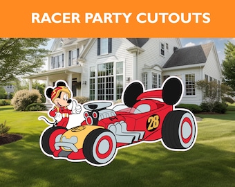 Mickey Mouse Racecar Cutout: Birthday Party Yard Sign - 24-36 Inches