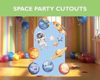 Space Astronaut Planet Party Cutouts: Birthday Centerpieces, Yard Signs (11 pcs)