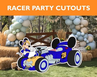 Mickey Mouse Racecar Cutout: Birthday Party Yard Sign - 24-36 Inches