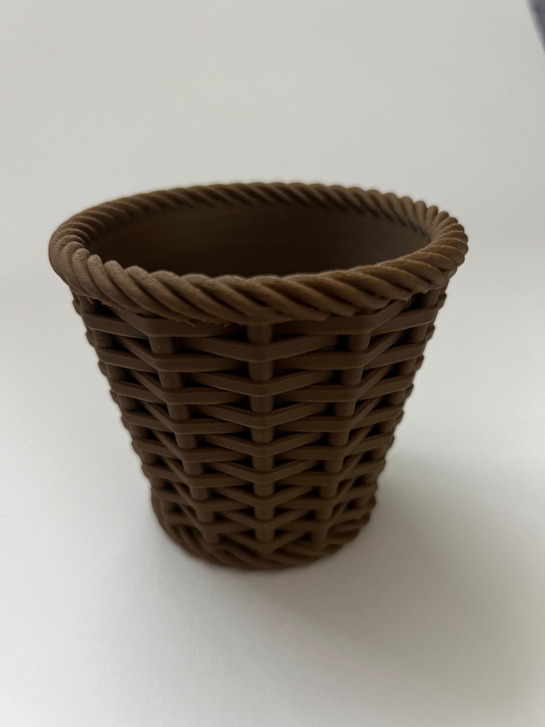 Large PLA Brown Basket Weave Pot Etsy