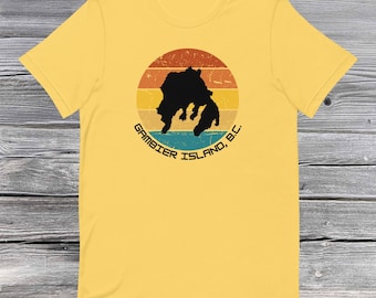 Adult, Retro Sunset Gambier Island T Shirt Gambier Island, British Columbia, T Shirt, Beach Wear, Canada