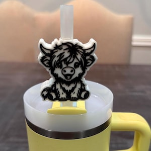Highland Cow Straw Topper for 10mm Tumbler Straws | Cute Highland Cow Tumbler Accessory