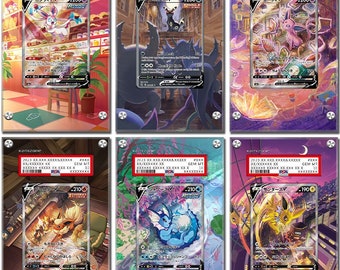 6x Evolving Skies Eevee Heroes PSA Graded Display Stand.