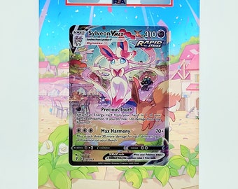 Pokemon Eevee Heroes Sylveon VMAX 093/069 HR, Evolving Skies 212/203 - Extended Art Pokemon "PSA" Graded Card Display Case