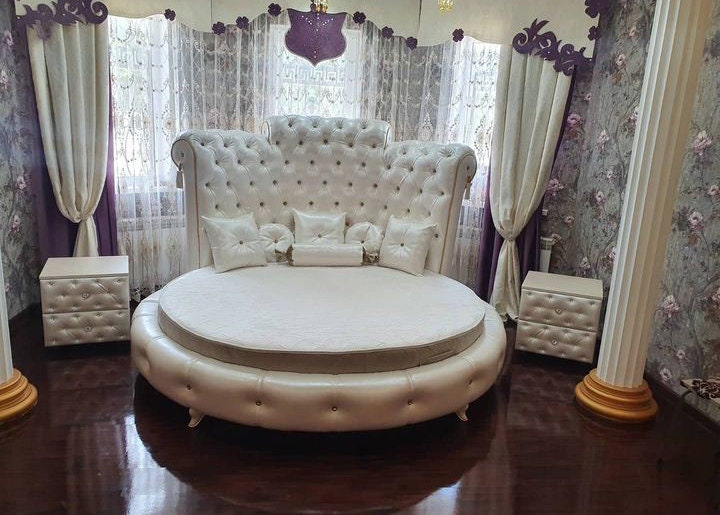 Round Bed Amelia, Full size, Queen size, King size, custom furniture, variety of colors, made to order, circle bed,Please Read Description