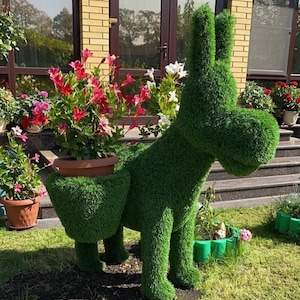 Topiary Donkey with Planter | Custom Garden Decor | Outdoor Artificial Grass Statue | Landscape Ornament | Yard Decoration