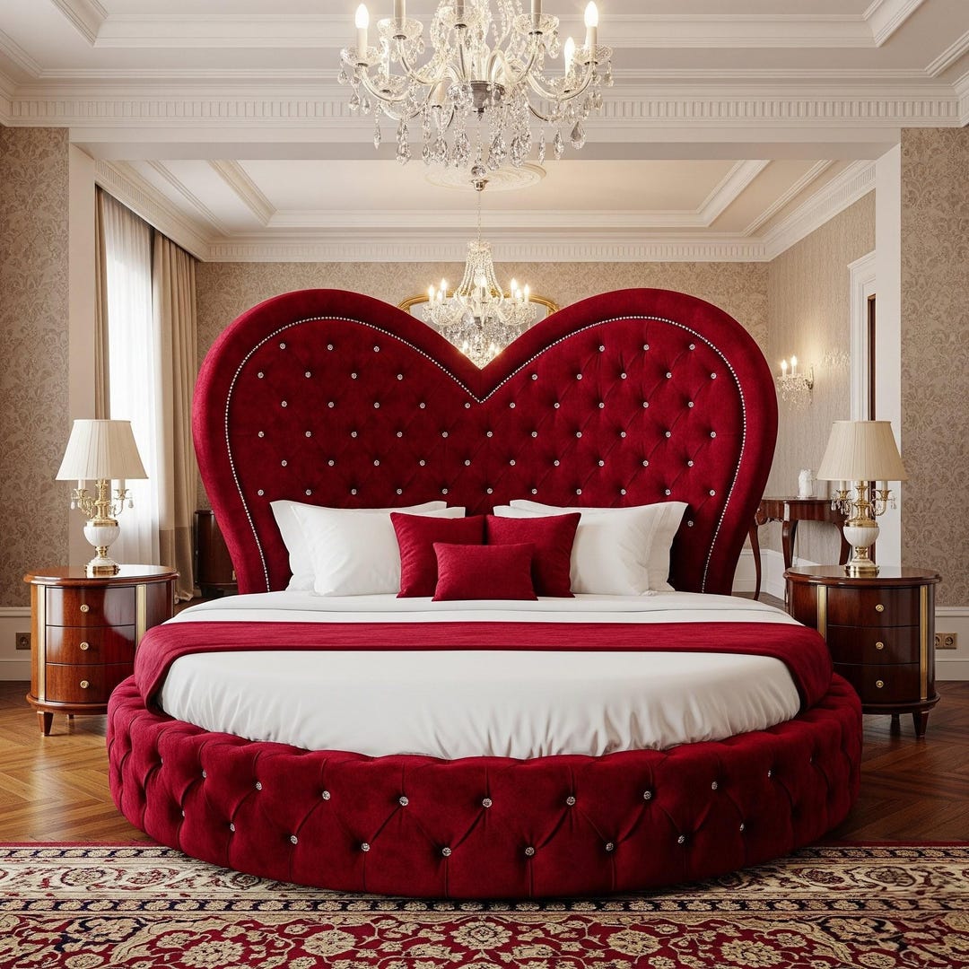 Luxury Heart Shape Velvet Bed | Round...
