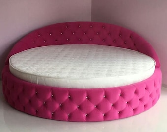 Round Bed Soho, Full size, Queen size, King size, custom furniture, variety of colors made to order, circle bed,Please Read Description