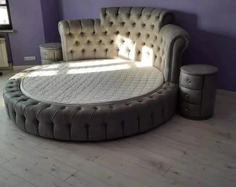 Round Bed Amelia, Full size, Queen size, King size, custom furniture, variety of colors, circle bed,made to order,Please Read Description