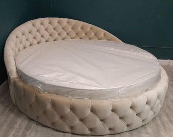 Round Bed Soho, Full size, Queen size, King size, custom furniture, variety of colors.