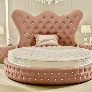 Round Bed , Headboard of any size, Made to order, Custom Furniture, Full, Queen, King size. Please Read Description