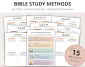 Bible Study Methods Guide, Bible Study Journal, Bible Study Templates, Scripture Mapping Notes, SOAP Method, Christian Bible Study Workbook