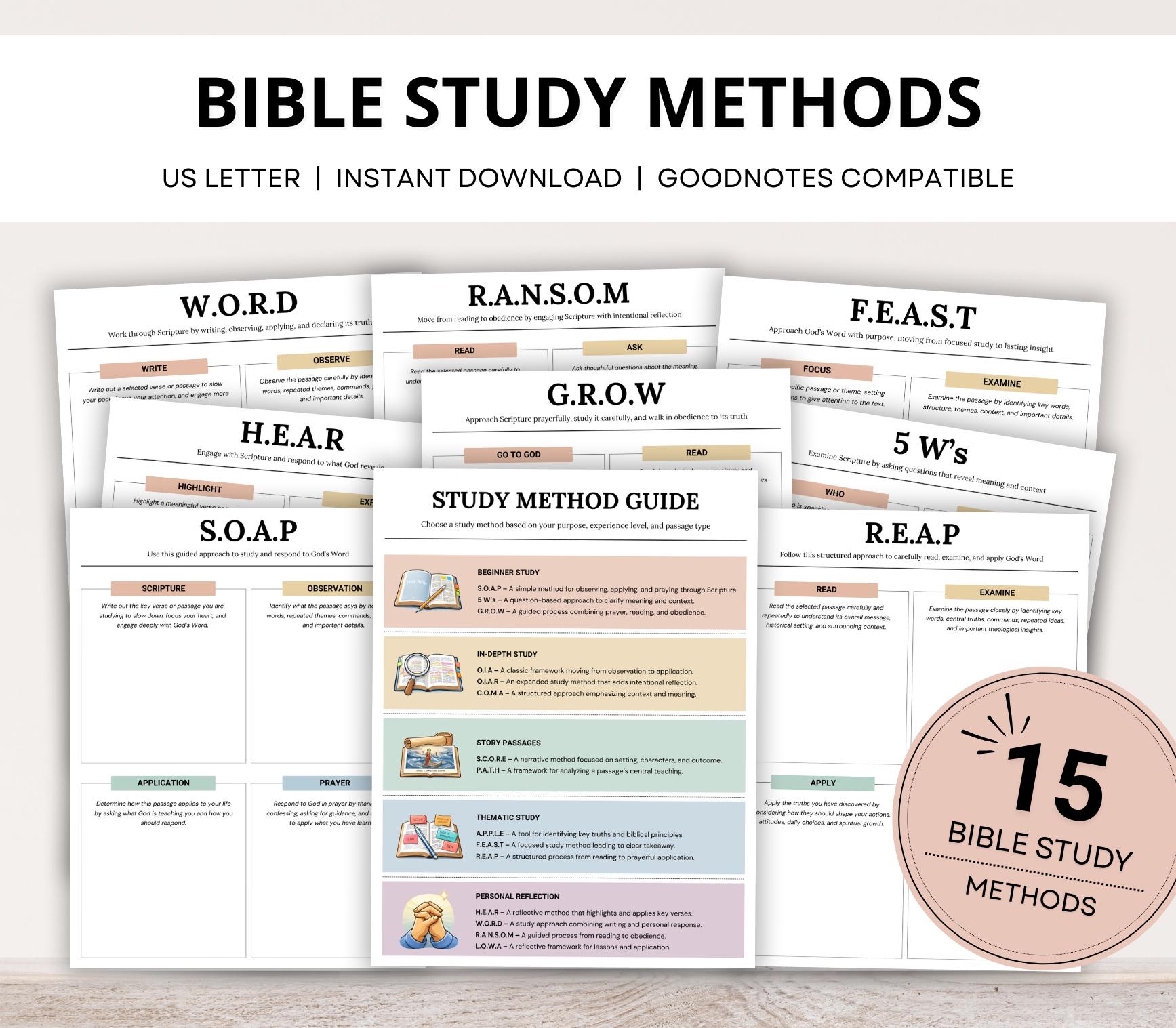 Bible Study Methods Guide, Bible Study Journal, Bible Study Templates ...