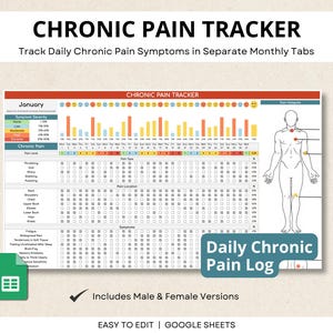 Chronic Pain Tracker Google Sheet, Pain Management Tracker, Chronic Pain Diary, Chronic Symptoms Log, Chronic Illness Tracker Spreadsheet