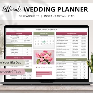 Hochzeitsplaner, Hochzeitsbudget, Hochzeits To Do Checkliste, Gästeliste, Gäste Sitzplan, Hochzeit Google Sheet Vorlage