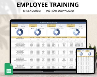 Employee Training Planner & Tracker Google Sheets, Employee Training Matrix,  HR Training Program Planner, Staff Management Spreadsheet