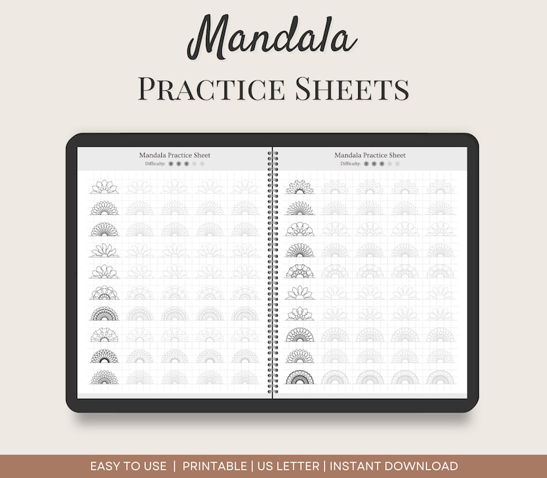 Mandala Practice Sheets, Mandala Training Patterns, Mandala Art Therapy