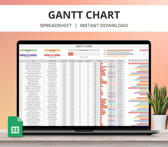 Gantt Chart Google Sheets, Project Management Tool, Task Tracker, Automated Project Timeline, To Do List, Gantt Chart Template Spreadsheet