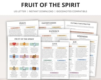 Fruit of the Bible Study Guide, Galatians Bible Study Notes, Fruit of the Spirit Worksheets for Teens Adults, Bible Scripture Study Tool