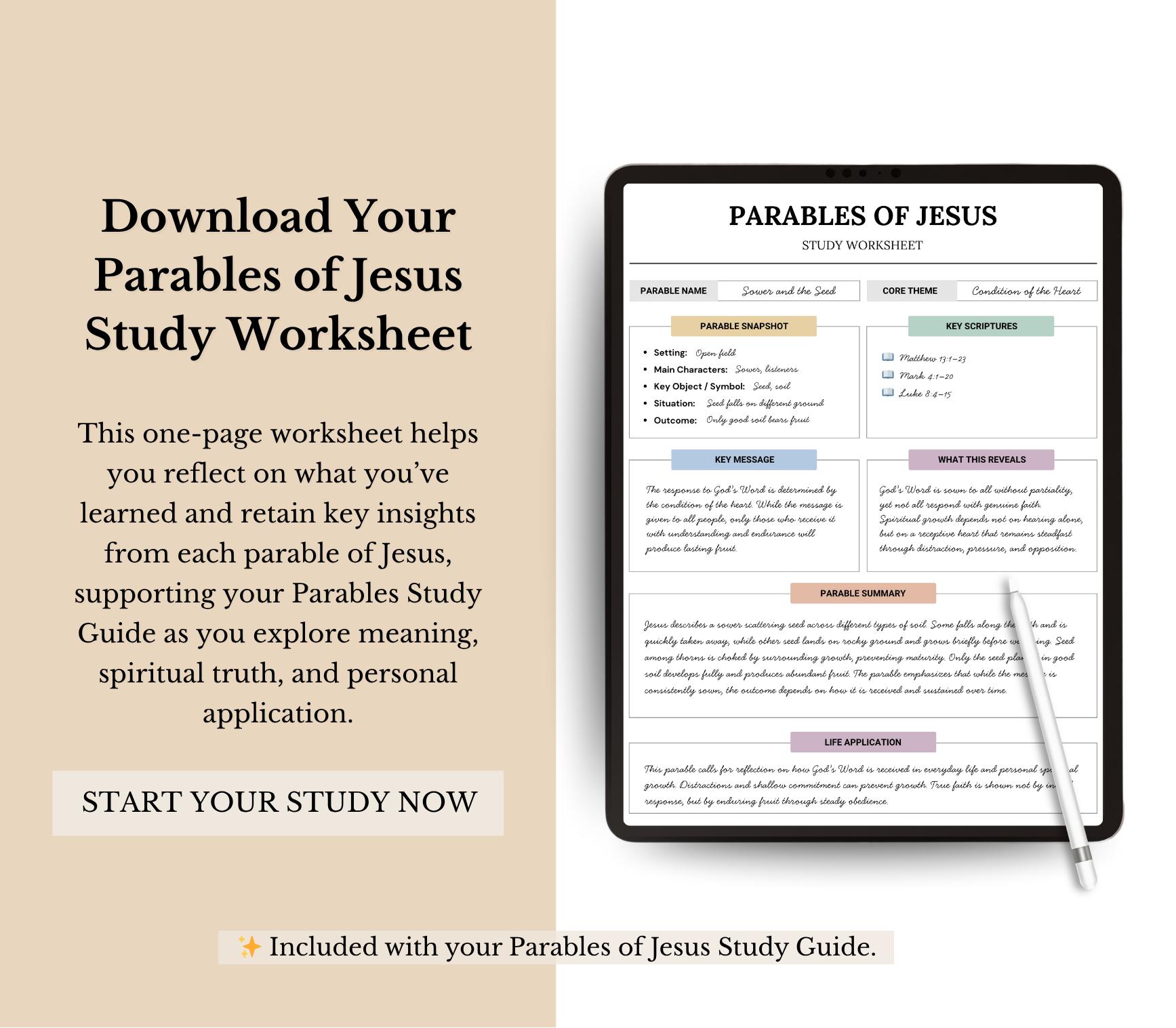 Parables of Jesus Study Guide, Bible Study Notes, 45 Parable Summaries ...