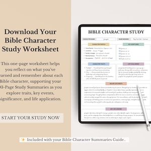 Bible Character Study Guide, Bible Study Notes, 93 Bible Character Summaries, Women of Faith, Old & New Testament Bible Study Planning Tool