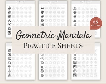 Geometric Mandala Practice Sheets, Mandala Patterns for Beginners, Mandala Art, Mandala Tracing Worksheets, Ornaments, Mandala Templates