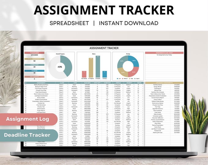 Google Sheets Assignment Tracker Student Planner Academic Template ...