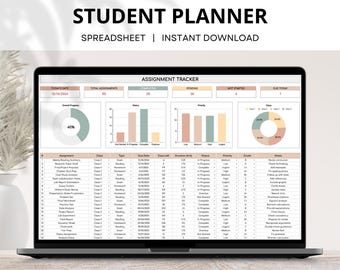 Student Planner Spreadsheet, School Assignment Tracker, Homework Planner, Academic Planner, Study Schedule, University Planner Google Sheets