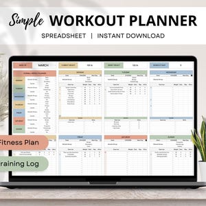 Workout Planner Google Sheets, Exercise Tracker, Weight Loss Tracker, Gym Checklist, Weightlifting Training Log, Fitness Tracker Spreadsheet