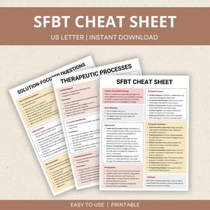Solution Focused Cheat Sheet, SFBT Worksheets, Solution Focused ...