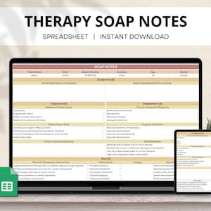 Modello di nota SOAP, note sui progressi della terapia, guida alle note SOAP, documentazione del terapeuta, modello di sessione di terapia, strumento di pianificazione del terapeuta