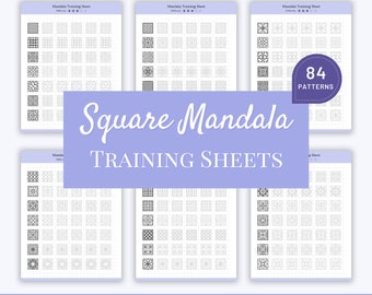Square Mandala Practice Sheets, Mandala Training Patterns, Mandala Tracing Worksheets, Mandala Art Therapy, Draw Simple Zentangle Patterns