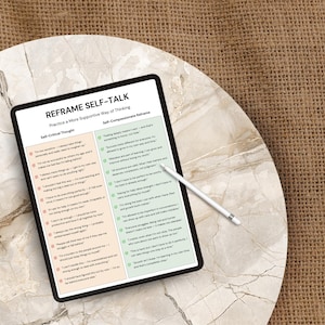 Self Compassion Cheat Sheet, Positive Self Talk, Practicing Self Compassion, Self Love, Reframe Negative Self Talk, Compassion Therapy Tool