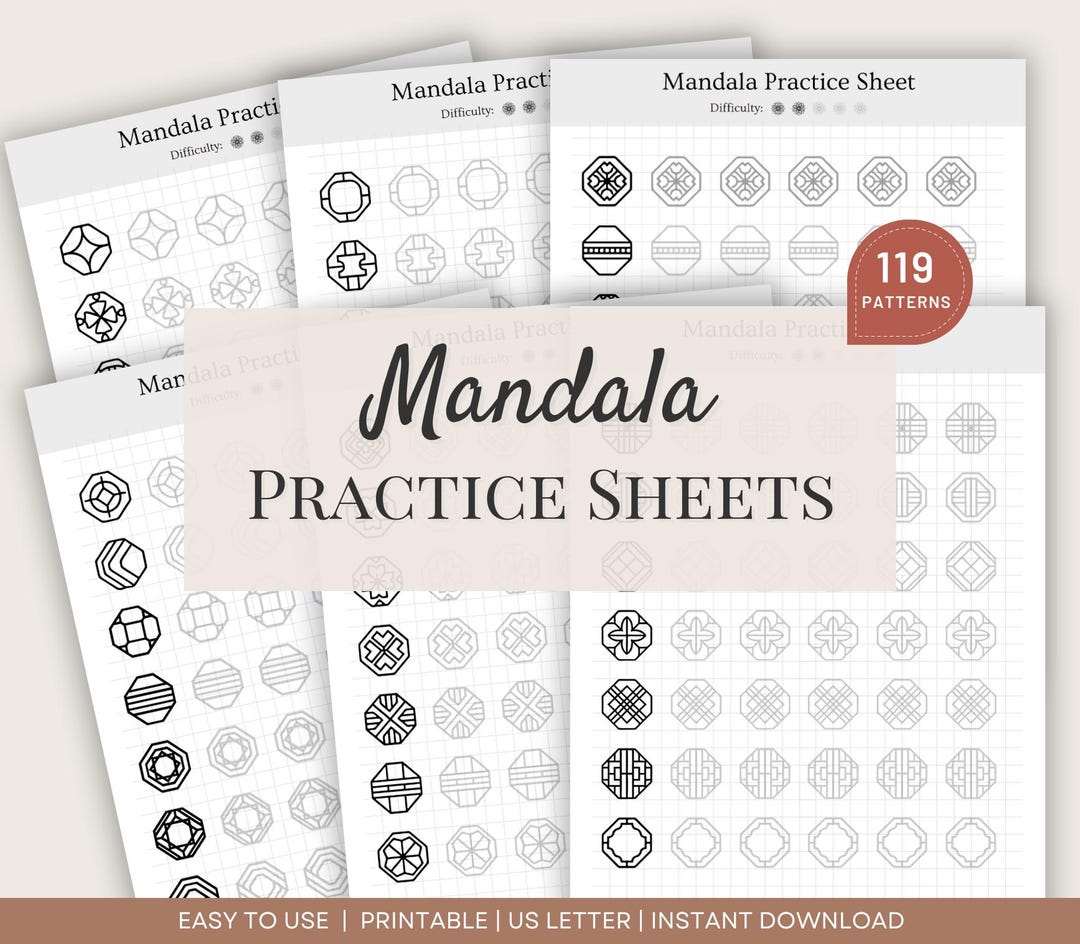 Mandala Pattern Templates for Beginners, Mandala Practice Sheets ...