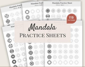 Mandala Pattern Templates For Beginners, Mandala Practice Sheets, Mandala Art Therapy, Printable Zentangle Pattern, Practice Mindful Tracing