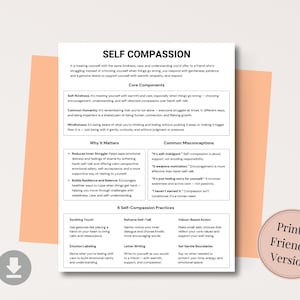 Self Compassion Cheat Sheet, Positive Self Talk, Practicing Self Compassion, Self Love, Reframe Negative Self Talk, Compassion Therapy Tool