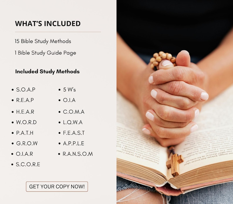 Bible Study Methods Guide, Bible Study Journal, Bible Study Templates, Scripture Mapping Notes, SOAP Method, Christian Bible Study Workbook