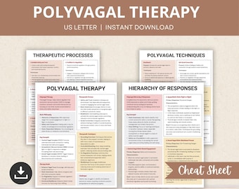 Polyvagal Therapy Cheat Sheet, Polyvagal Ladder, Nervous System Awareness, Polyvagal Therapist Notes, Polyvagal Theory Treatment Resource