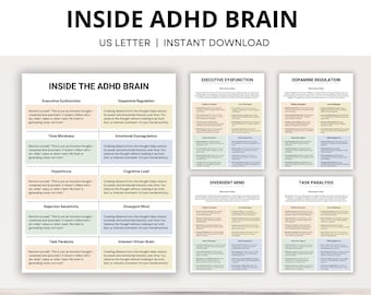 Inside ADHD Brain, Understanding Neurodiversity; Neurodivergence and Neurotypical Mind, ADHD Executive Dysfunction, ADHD Therapy Worksheets