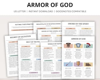 Armor of God Bijbelstudiegids, Efeziërs Bijbelstudie voor kinderen, tieners volwassenen, Bijbelstudiesjabloon, Bijbelstudienotities, christelijke studietool