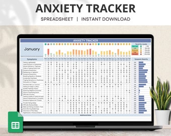 Anxiety Tracker Google Sheet, Daily Anxiety Level Tracker, Symptom Tracker, Chronic Anxiety Management, Anxiety Severity Tracker Spreadsheet