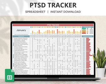 PTSD Tracker Google Sheet, Monthly PTSD Symptom Tracker, PTSD Worksheet, Trauma Processing Journal, Trauma Therapy, Ptsd Journal Spreadsheet