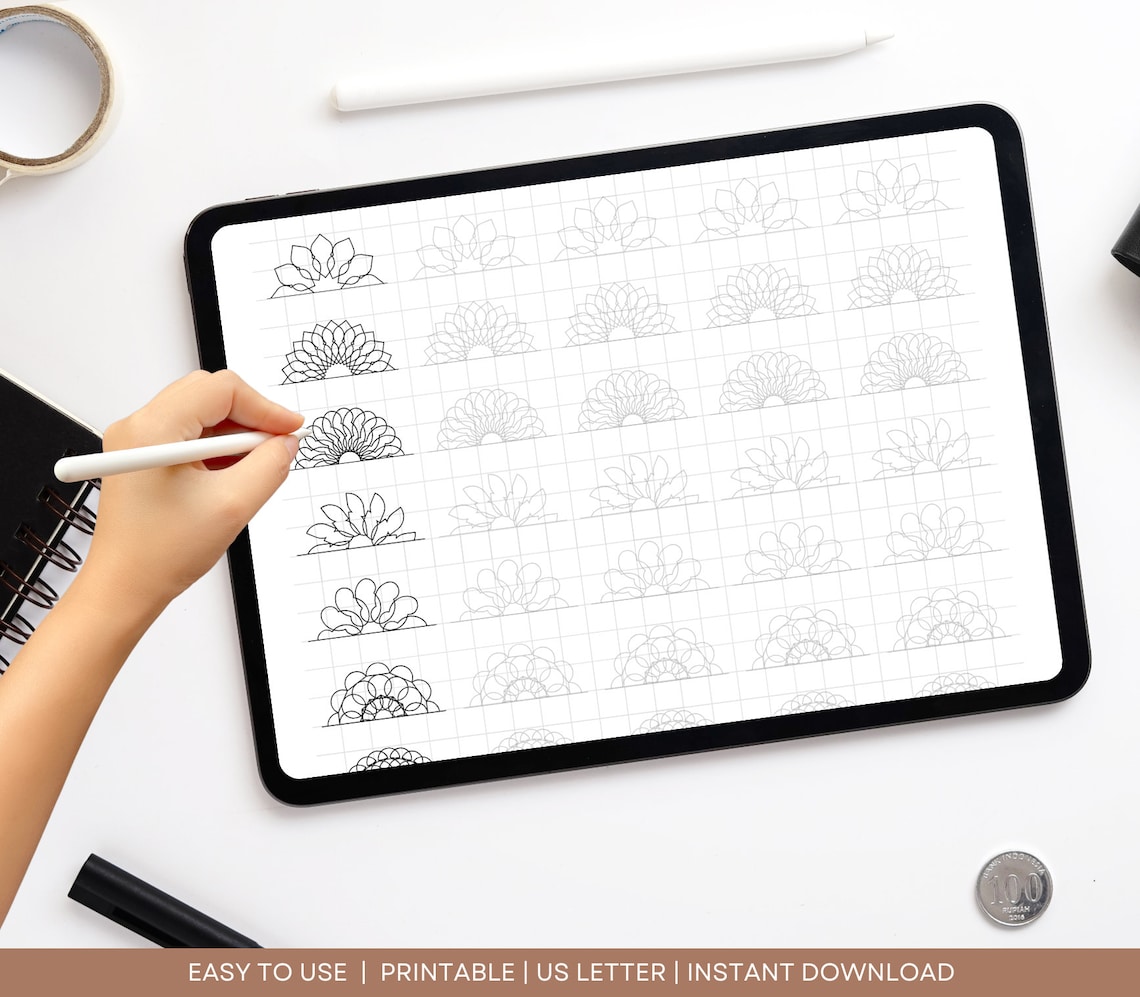 Mandala Practice Sheets, Mandala Training Patterns, Mandala Art Therapy