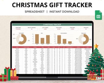 Christmas Gifts Tracker Google Sheets, Christmas Gift List, Christmas Budget Planner, Holiday Budget Planner, Xmas Holiday Gifts Spreadsheet