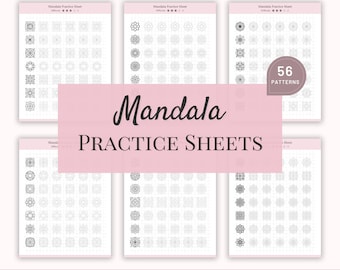 Mandala Practice Sheets, Zentangle Pattern Tracing Sheets, Mandala Art Templates, Mandala Training Worksheets, Mandala Grid Line Templates